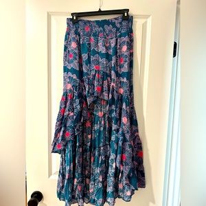 Free People Floral hi low skirt & blouse set Size Small